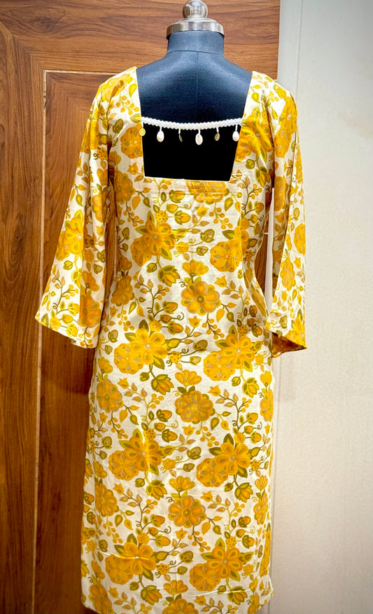 Golden Blossom deep back neck kurti